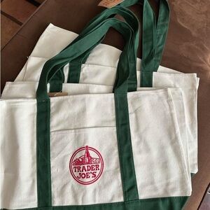 Trader Joe's White and Green Tote Bag